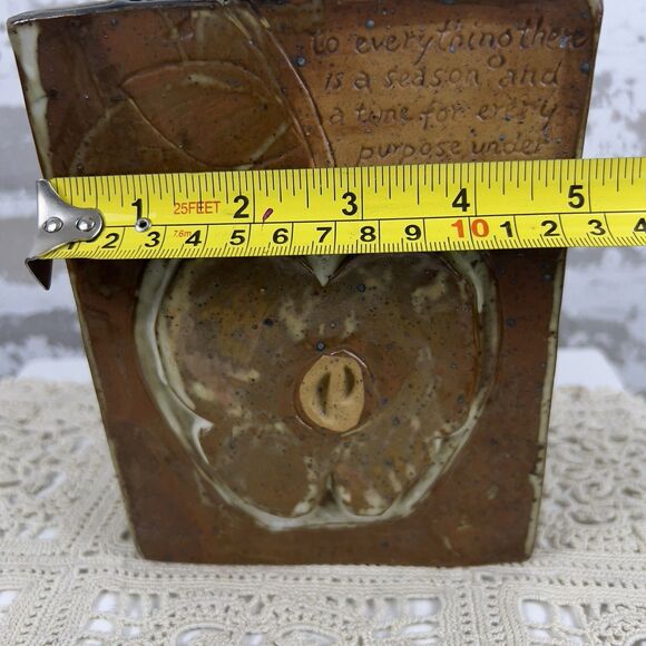 Vtg 70’s Art Pottery Paper Bag Vase To Everything There Is A Season Teacher Gift - Picture 9 of 11